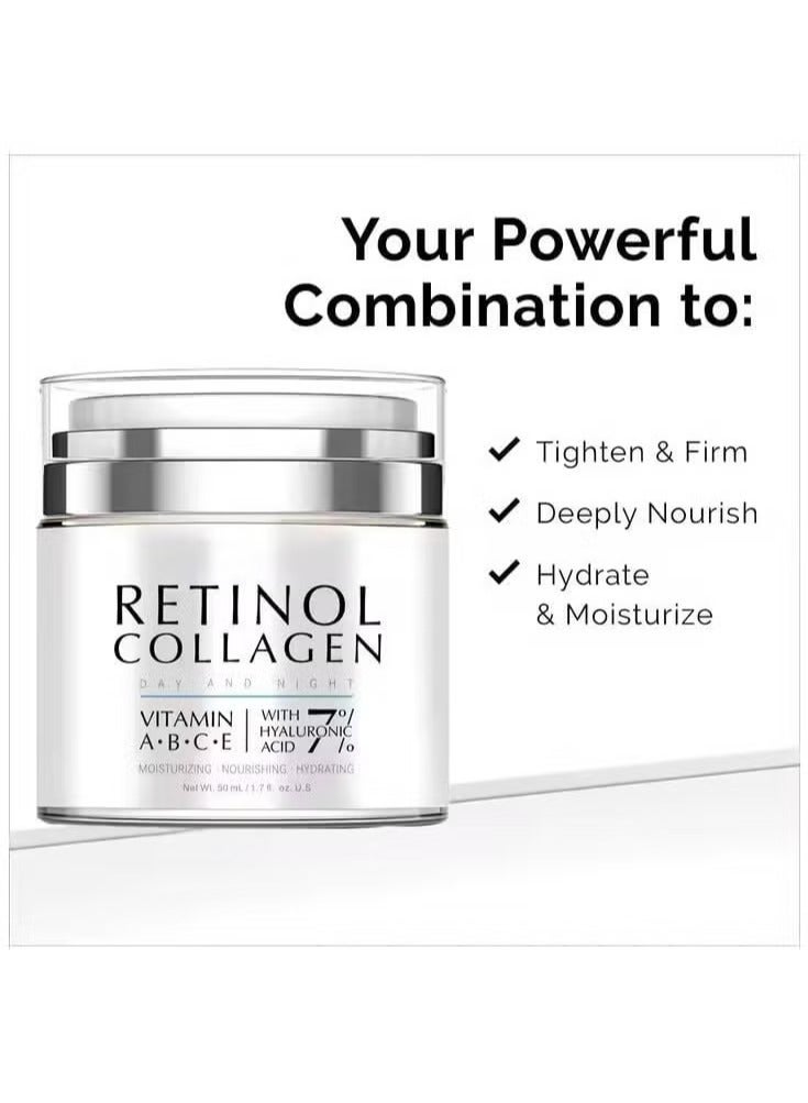 NowNoon Retinol Collagen Day & Night Cream – Anti-Aging Moisturizer with Vitamins A, B, C, E & Hyaluronic Acid – Firming, Hydrating, Women & Men Nourishing Face Cream – 50ml - Image 4