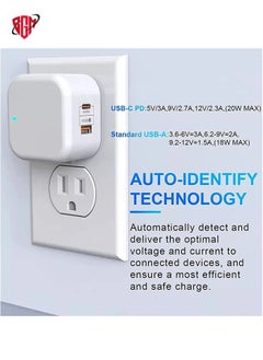 BGM (1 Pack) PD 20W Power Adaptor for Iphone 14 series and Android, QC 3.0 Dual Port USB-C and USB-A for Iphone 14 series and Android  - Image 3