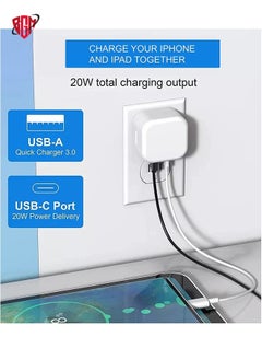 BGM (1 Pack) PD 20W Power Adaptor for Iphone 14 series and Android, QC 3.0 Dual Port USB-C and USB-A for Iphone 14 series and Android  - Image 4