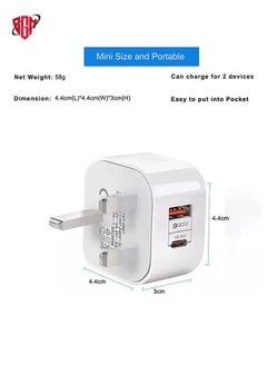 BGM (1 Pack) PD 20W Power Adaptor for Iphone 14 series and Android, QC 3.0 Dual Port USB-C and USB-A for Iphone 14 series and Android  - Image 2