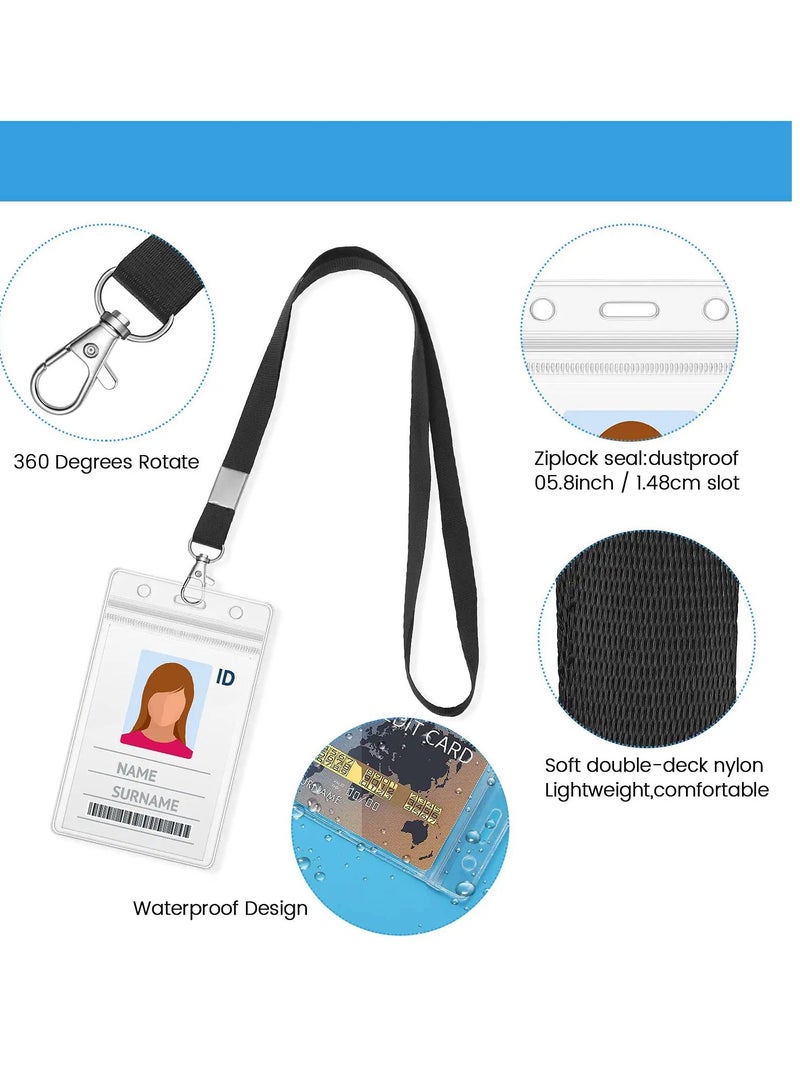 Zikra 20 Pieces Clear ID Badge Holder with Lanyard,  with Lanyard ID Card Holder Waterproof Clear Plastic Vertical Name Tags Badge Holders Transparent PVC Pouch for Office School Travel (65 x 115 mm) - Image 3
