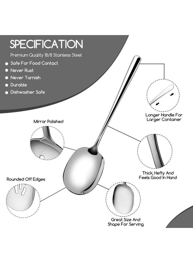 SOLEADER X-Large Serving Spoons Set, 12 Inch Slotted Spoon and Serving Spoon, Premium Spoons Silverware, Cooking Spoon, Pasta Spoon, Mixing Spoon, Foodgrade 18/8 Stainless Steel, Pack of 2 - Image 3