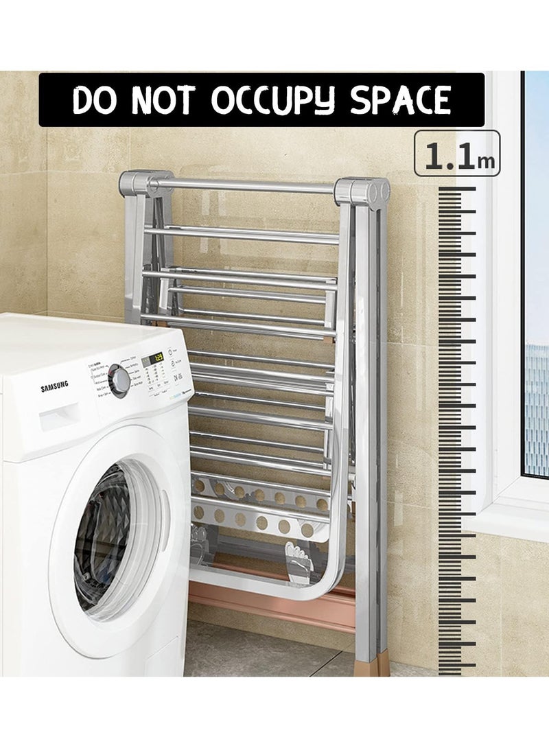 Stainless Steel Folding Clothes Drying Rack with Rollers Stable and Space-Saving Indoor and Outdoor Foldable Clothes Dryer 160x70cm - Image 4
