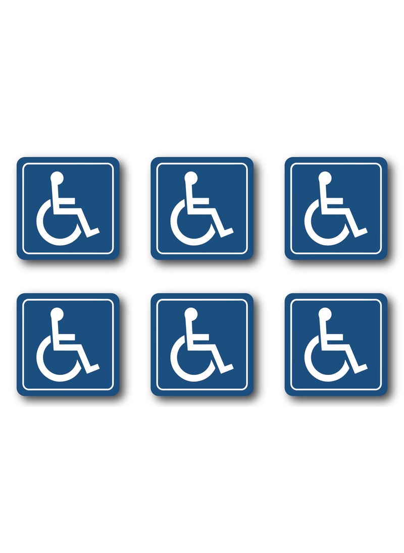 Ashtag Art Premium Handicap ADA Complaint Signs Pack of 6  Vinyl Handicap Accessible Sticker Ideal for Wheelchair Person 3 x 3 Inches 