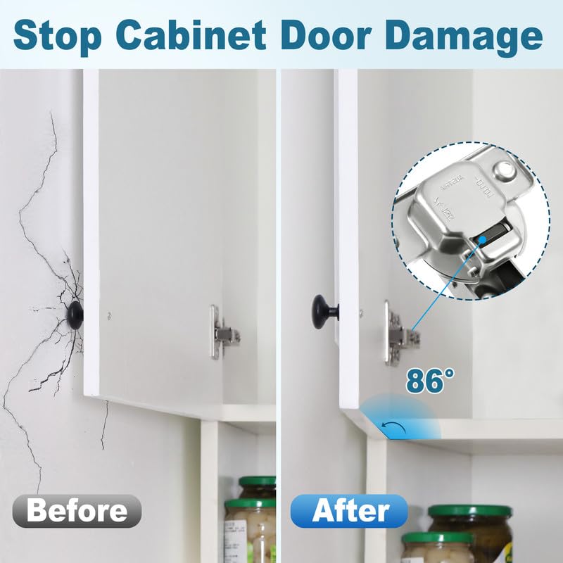 Dreyoo 50 Pcs Cabinet Hinge Restrictor Clips, 86 Degree Angle Restriction Clips, Only for European Kitchen Cabinet Door Hinges Except Soft Close Hinges, Black - Image 5