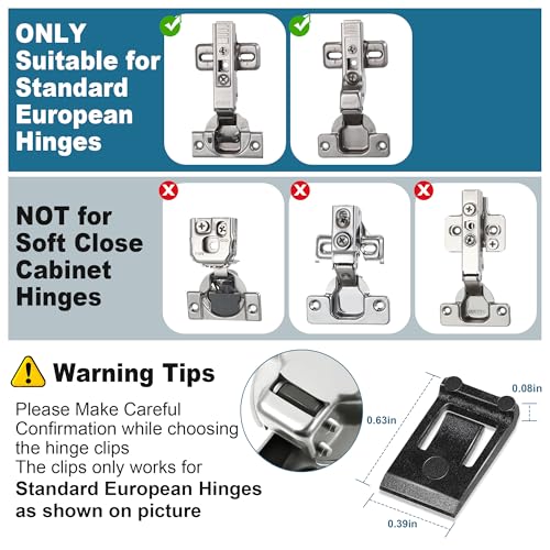 Dreyoo 50 Pcs Cabinet Hinge Restrictor Clips, 86 Degree Angle Restriction Clips, Only for European Kitchen Cabinet Door Hinges Except Soft Close Hinges, Black - Image 2