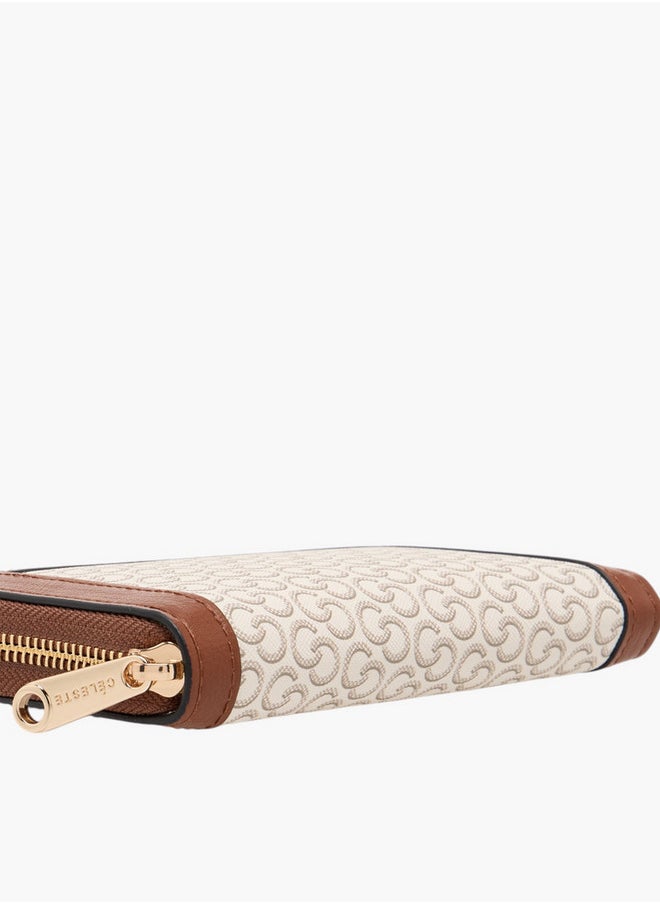 Celeste Women's Monogram Print Wallet with Zip Closure  - Image 4