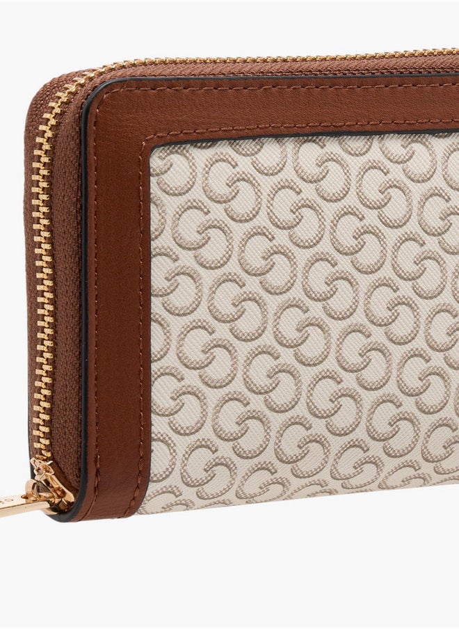 Celeste Women's Monogram Print Wallet with Zip Closure  - Image 3