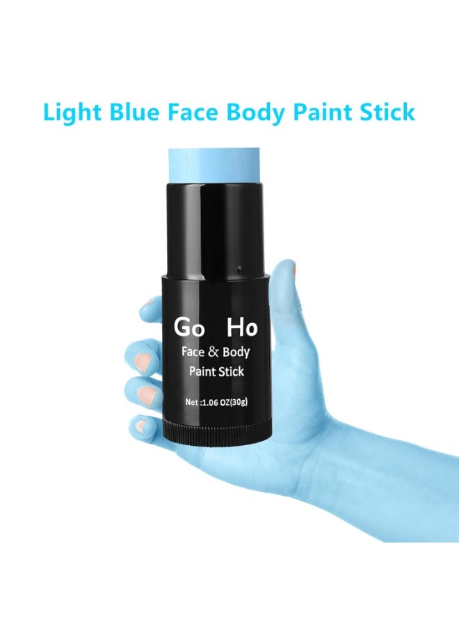Go Ho Cream-Blendable Light Blue Face Paint Stick (1.06 Oz),Full-coverage Pale Blue Face Body Paint for Halloween Cosplay SFX Ghost Bride Sally Makeup,Waterproof Makeup Stick - Image 2