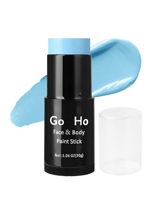 Go Ho Cream-Blendable Light Blue Face Paint Stick (1.06 Oz),Full-coverage Pale Blue Face Body Paint for Halloween Cosplay SFX Ghost Bride Sally Makeup,Waterproof Makeup Stick - Image 1