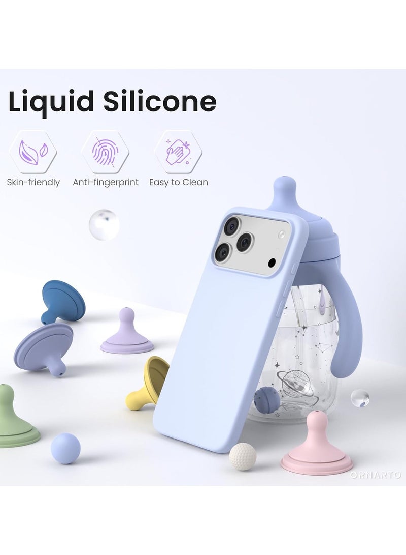 Mismo Premium Silicone Case for iPhone 17 Pro Max – Soft Touch Shockproof Protective Cover with Camera Protection, Microfiber Lining Anti-Fingerprint Anti-Scratch Finish Case - Light Blue - Image 3