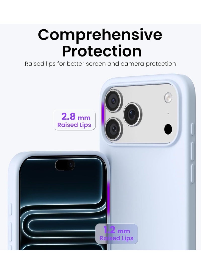 Mismo Premium Silicone Case for iPhone 17 Pro Max – Soft Touch Shockproof Protective Cover with Camera Protection, Microfiber Lining Anti-Fingerprint Anti-Scratch Finish Case - Light Blue - Image 2
