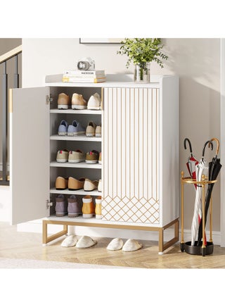 Tribesigns Shoe Cabinet with Doors, Tiers Shoe Storage Cabinet