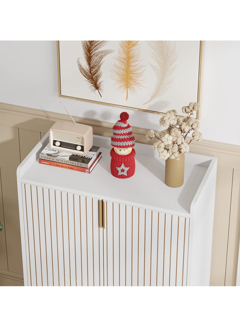 Tribesigns Shoe Cabinet with Doors, 5 Tiers Shoe Storage Cabinet for Entryway, 25 Pairs Wooden Shoe Cabinets, Modern Shoe Organizer Storage for Living Room, Bedroom, Hallway, Closet, White - Image 3