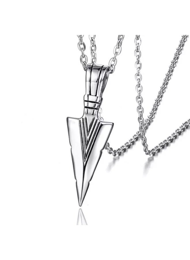 Men's Triangle Spearhead Necklace, Stainless Steel Metal Arrow Pendant, Sweater Chain Clothing Accessories - Image 1