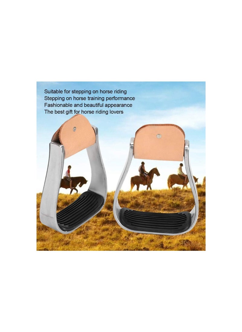 Generic - Aluminum Horse Stirrups, Stirrups for Saddle Western with Tack Overshoe Design, Overshoe Safety Horse Stirrup with Rubber Anti-Slip Foot Mat - Image 1