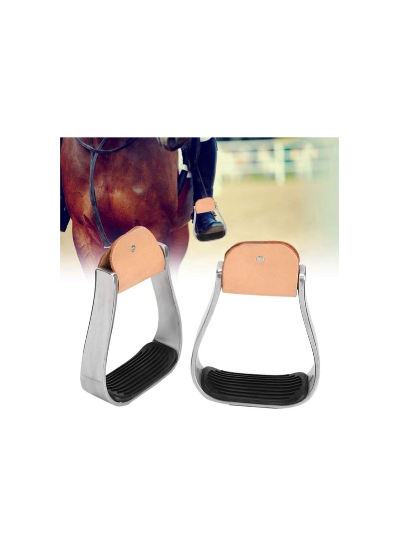Generic - Aluminum Horse Stirrups, Stirrups for Saddle Western with Tack Overshoe Design, Overshoe Safety Horse Stirrup with Rubber Anti-Slip Foot Mat - Image 1