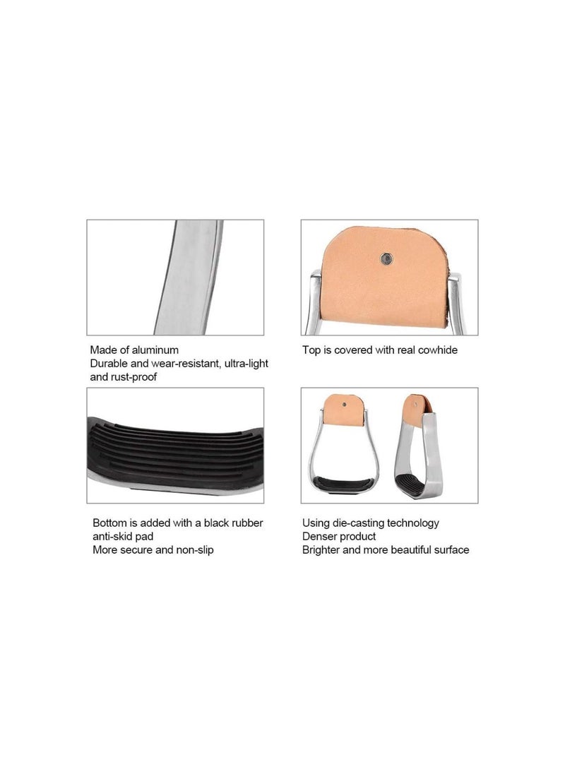 Generic - Aluminum Horse Stirrups, Stirrups for Saddle Western with Tack Overshoe Design, Overshoe Safety Horse Stirrup with Rubber Anti-Slip Foot Mat - Image 1