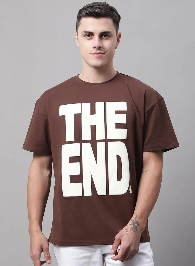 Take Two Men Brown Graphic Print Oversized T-Shirt