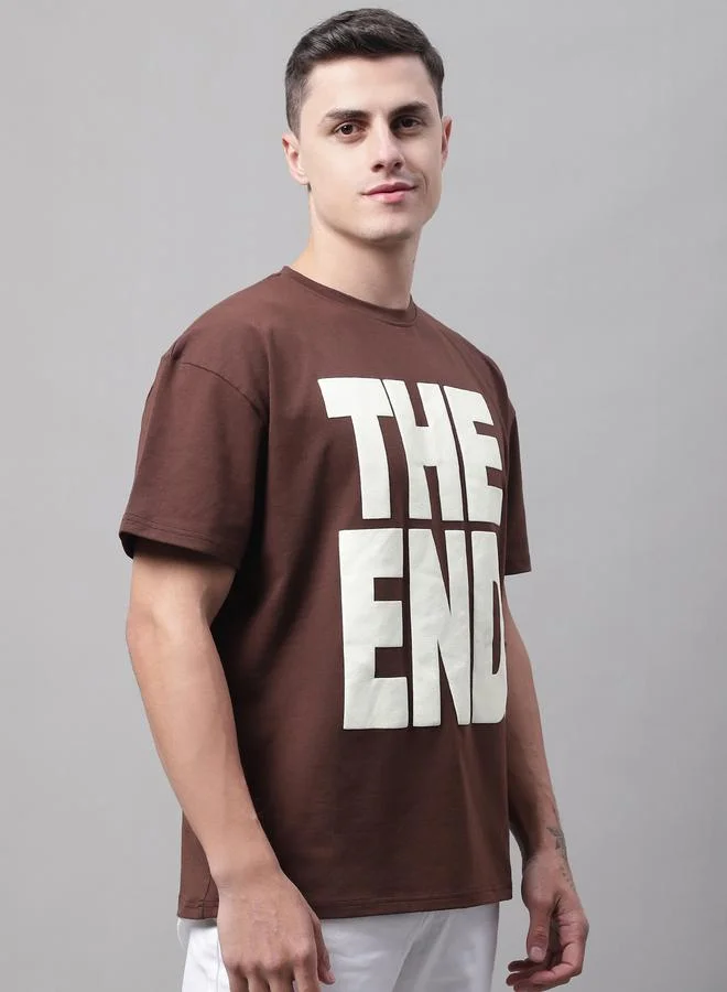 Take Two Men Brown Graphic Print Oversized T-Shirt