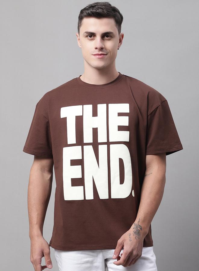 Take Two Men Brown Graphic Print Oversized T-Shirt - Image 1