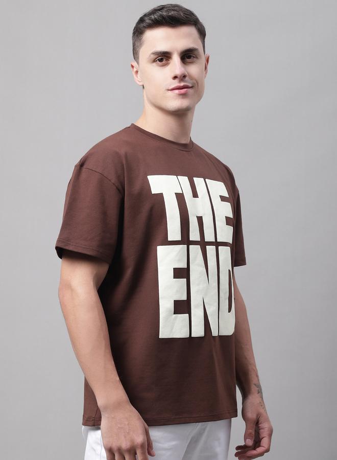 Take Two Men Brown Graphic Print Oversized T-Shirt - Image 4