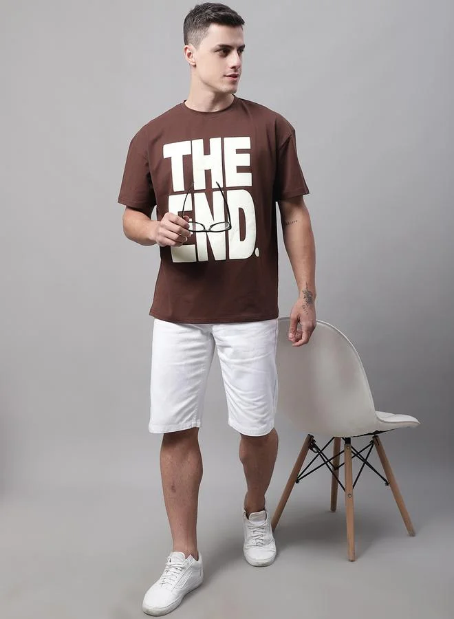 Take Two  Men Brown Graphic Print Oversized T-Shirt for Men | Best Price UAE
