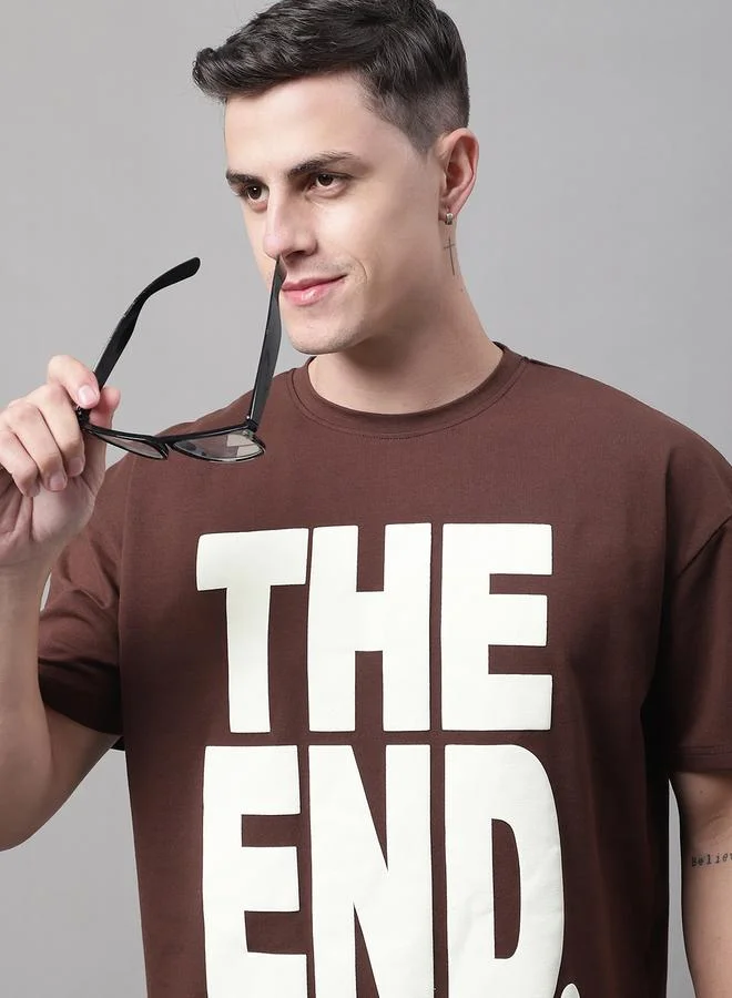 Take Two  Men Brown Graphic Print Oversized T-Shirt for Men | Best Price UAE