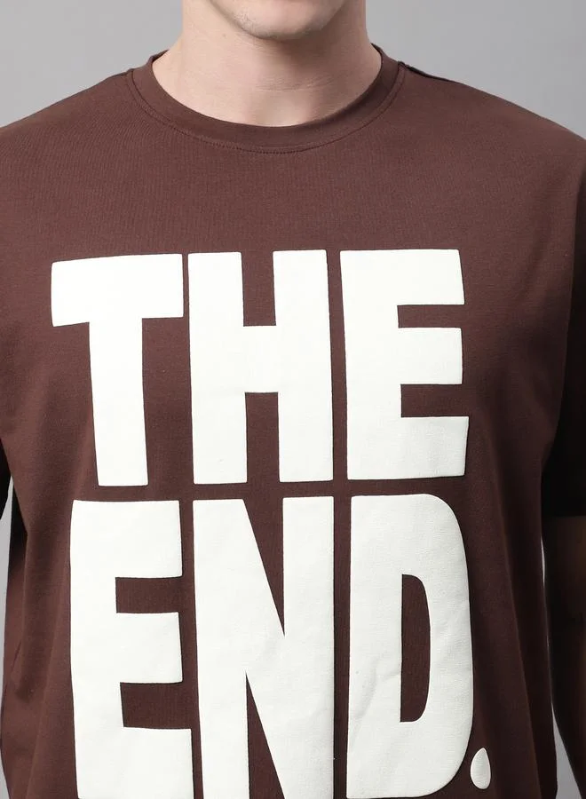 Take Two  Men Brown Graphic Print Oversized T-Shirt for Men | Best Price UAE