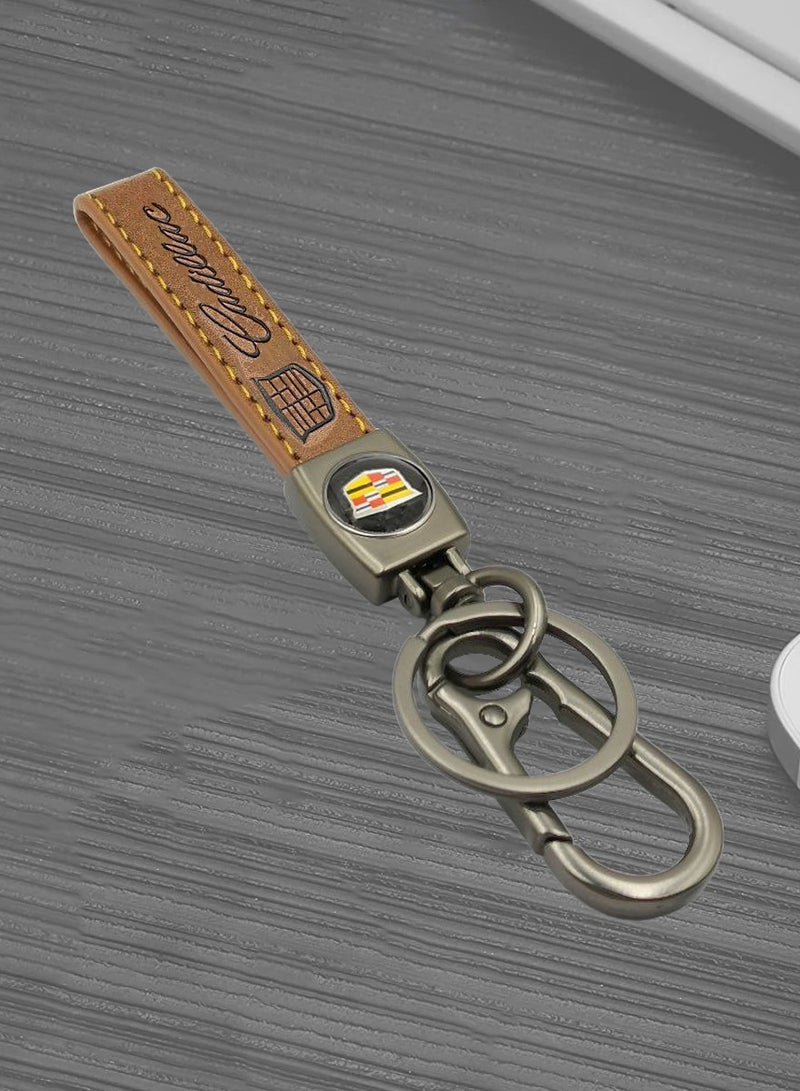 Cadillac Car Key Chain Super Finish Metal Ring PU Leather Strap Keychain Home Key Chain Car Keychain CADILLAC - 1Pcs  - Image 1