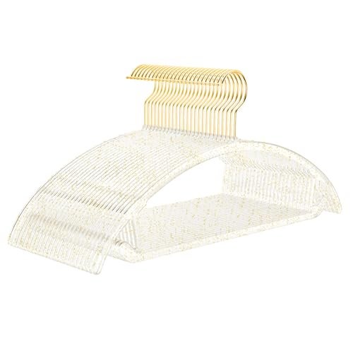 MIZGI Premium Clear Hangers with Gold Glitter (50-Pack) - Heavy-Duty Acrylic Suit Hangers with Gold Hooks - No Shoulder Bump Space Saving Clothes Hangers for Jackets, Coats, Dresses - Image 1