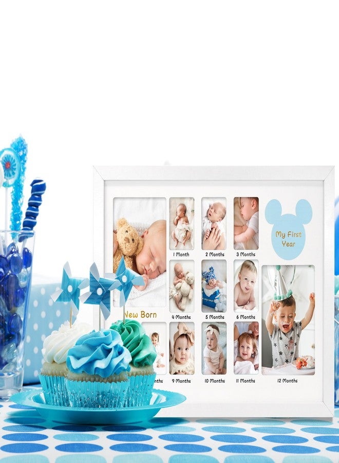 FramePro My First Year Photo Frame 12x16, Baby's First Twelve Months 4x6 and 2x3 Wallet Pictures Milestone Board Keepsake, as New Mom Baby Newborn Gift, White - Image 3