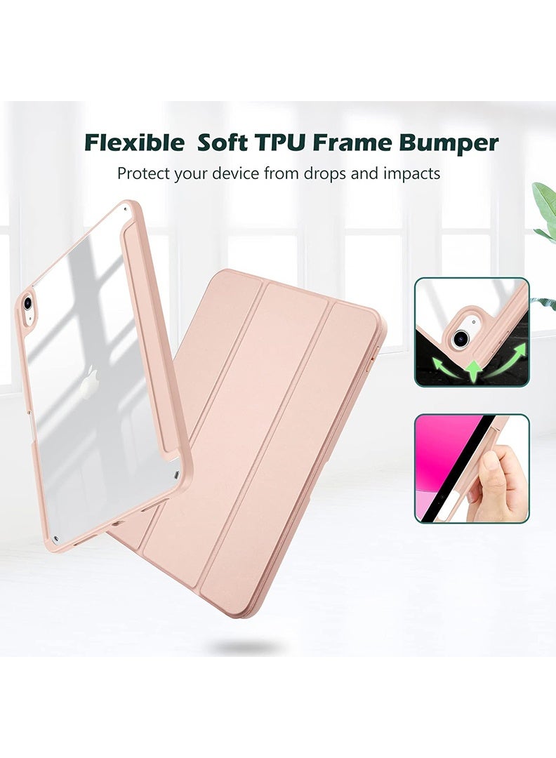 Theodor Clear Back Slim Case for iPad Air 11 Inch (M4 2026/ M3 2025/ M2 2024) – Shockproof Hybrid Protective Cover with Pencil Holder, Auto Sleep/Wake, Trifold Stand- Pink - Image 2