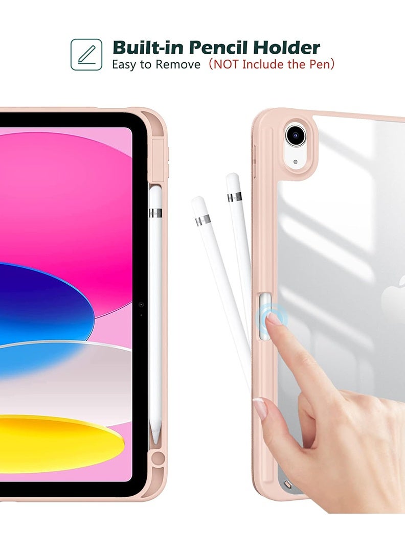 Theodor Clear Back Slim Case for iPad Air 11 Inch (M4 2026/ M3 2025/ M2 2024) – Shockproof Hybrid Protective Cover with Pencil Holder, Auto Sleep/Wake, Trifold Stand- Pink - Image 3