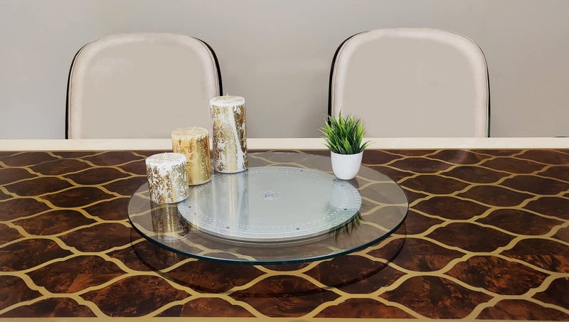 appeasy Revolving Toughened Glass Table Top Lazy Susan for Dining Table Organizer Orignal 24 inch - Image 1
