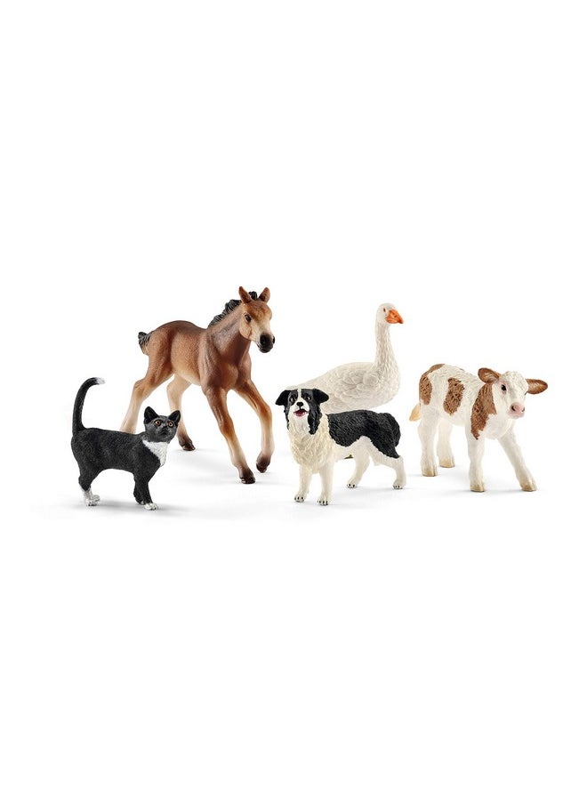 Schleich Farm World Realistic Farm Animal Figurines - 5Pc Kids Educational Farm Barn Toys With Realistic Horse, Cow, Cat, Dog, And Goose, Farm Adventure Play For Boys And Girls, Gift For Kids Age 3+  - Image 1