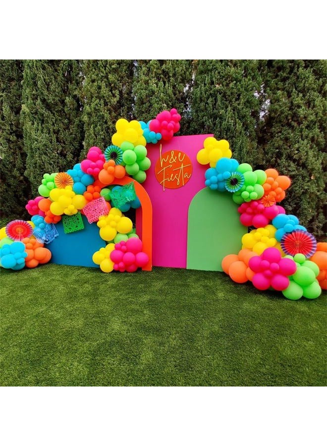 Togvu 141 Pcs Summer Tropical Balloon Arch Garland Kit, Hot Pink Lime Green Orange Slate Blue Yellow Latex Rainbow Balloon Garland Kit for Hawaiian Luau Aloha Birthday Baby Shower Pool Party Decorations - Image 3