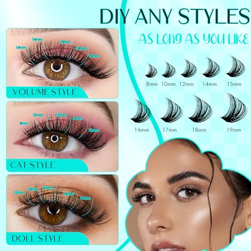 GEMERRY Lash Clusters Fluffy Cluster Lashes Extensions Thick 280pcs D Curl Eyelash Clusters DIY At Home Individual Lashes Extension by GEMERRY（80P-10-18mm) - Image 3