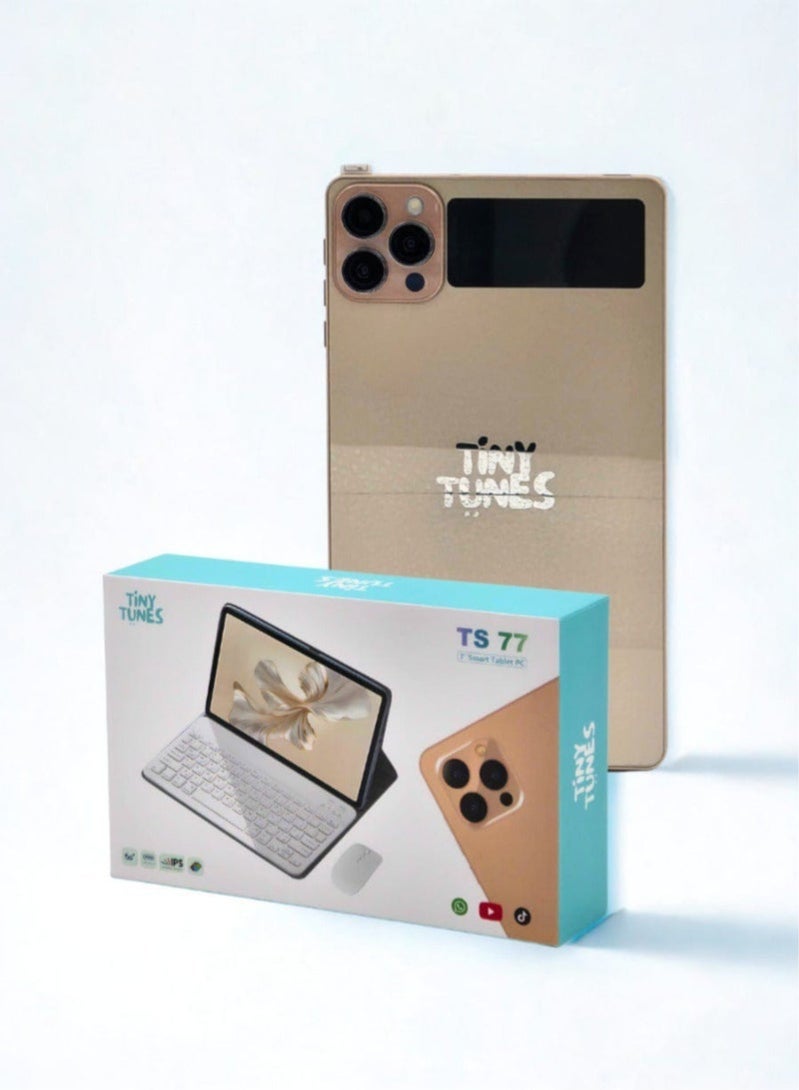 Tiny Tunes IPS "TS77 Gold Edition 7-inch Tablet - 256GB Storage, Android 13 System, Screen with Keyboard, Mouse and Full Accessory Kit" - Image 2