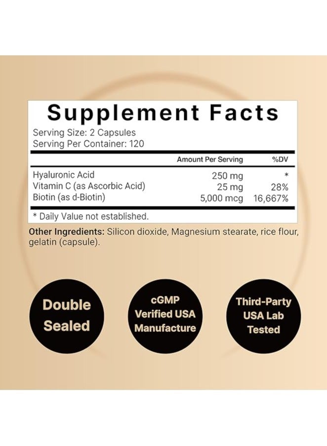 NatureBell Hyaluronic Acid Supplements 250mg - 240 Capsules  - Image 2