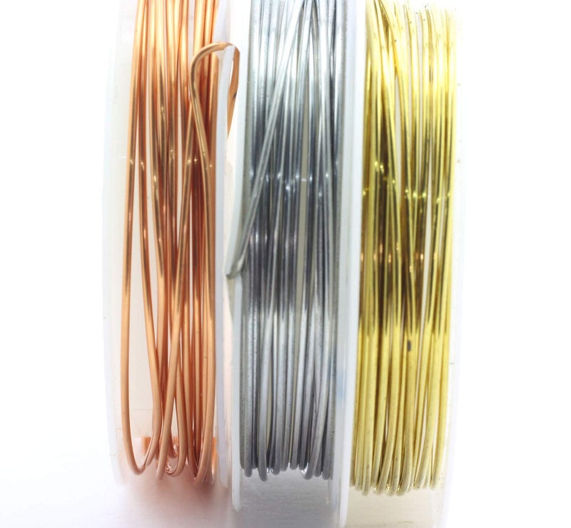 ART IFACT ART IFACT 60 Meters 20 Gauge 09mm Copper Silver and Brass Wire 20 Meters Each Imitation Jewellery part for Craft Jewellery Making Beading Wire Craft Work Flower Making  - Image 1