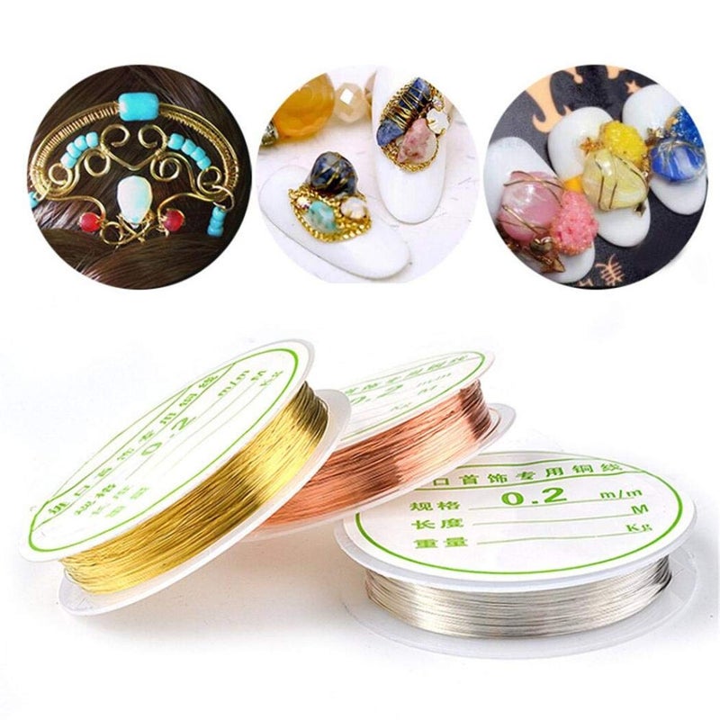 ART IFACT ART IFACT 60 Meters 20 Gauge 09mm Copper Silver and Brass Wire 20 Meters Each Imitation Jewellery part for Craft Jewellery Making Beading Wire Craft Work Flower Making  - Image 3