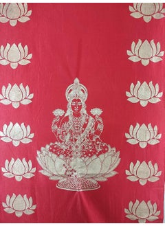 ZESTENTER ZestEnter Golden Print Lakshmi Devi Background Cloth with Lotus Design for Varalakshmi Vratham Pooja Decorations House Warming Functions  - Image 4