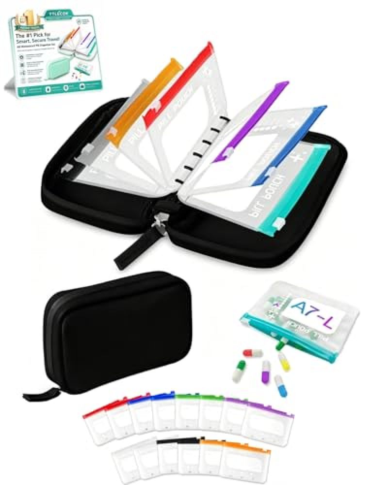 Waterproof Pill Organizer: 14 Color-Coded Pouches, Leakproof Reusable Design - Compact Travel-Friendly Storage for Seniors, Travellers, Active Individuals - Image 1