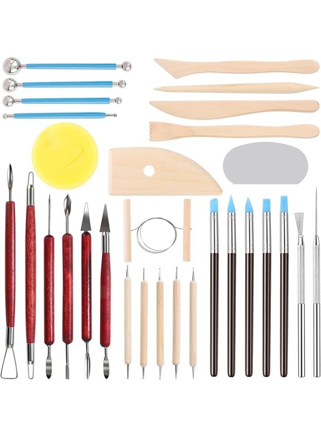Arabest 30PCS Clay Sculpting Tools with Wire Pottery Modeling Ceramics Polymer Tools Set for Air Dry Clay Carving Molding Pottery Crafting Beginners - Image 1