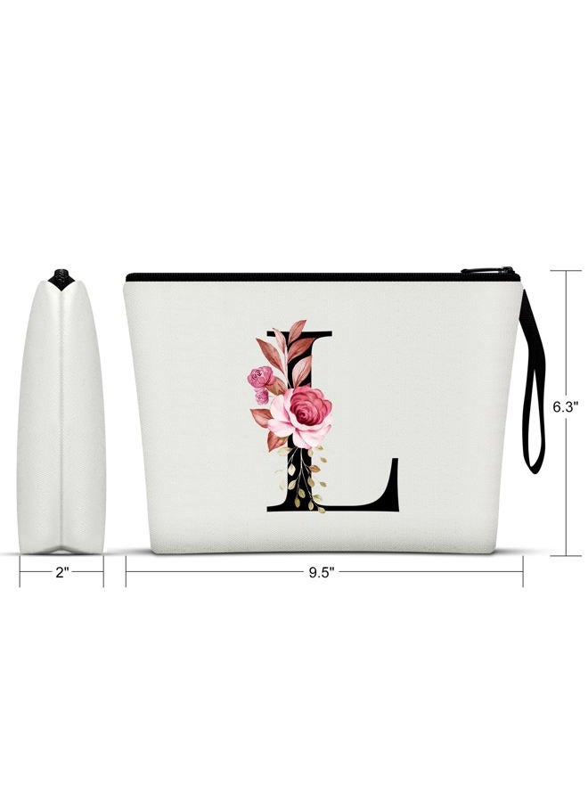 Vavabox A-Z Personalized Makeup Bag, Birthday Gifts for Women Mom, Gifts for Best Friend, Bride Bridesmaid Cosmetic bag (L, White)  - Image 2