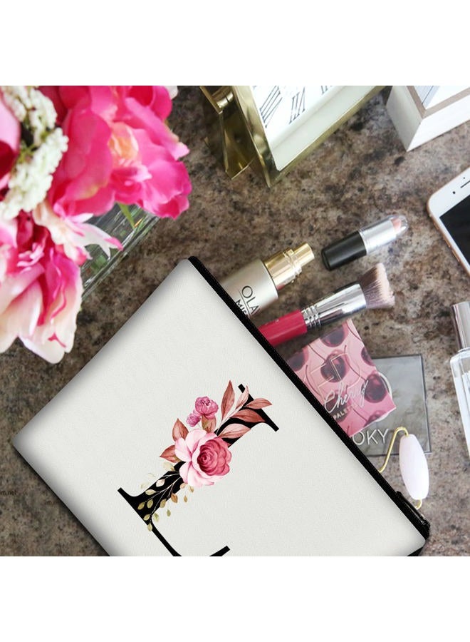 Vavabox A-Z Personalized Makeup Bag, Birthday Gifts for Women Mom, Gifts for Best Friend, Bride Bridesmaid Cosmetic bag (L, White)  - Image 4