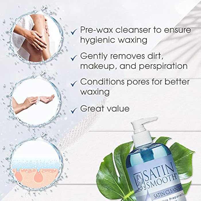 SATIN SMOOTH Pre Wax Cleanser - Antiseptic Formula for Pre Wax Hair Removal Skin Prep, Deep Cleansing & Irritation-Free Waxing, AfterWax Care, 16 oz - Image 3