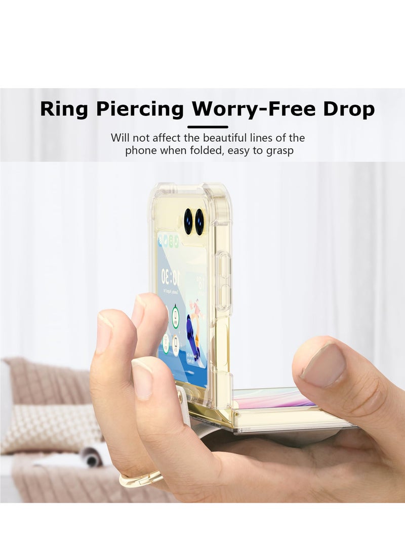 Excefore Anti-Fall Shockproof Protective Phone Cover Case, Designed for Samsung Galaxy Z Flip 5 Case Clear with Ring, Compatible with Galaxy Z Flip 5 Case 5 G 2023 (Clear) - Image 2