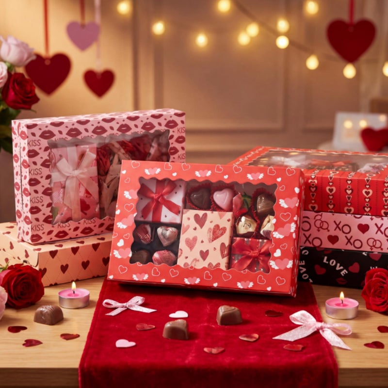 Tenare 48 Pcs Valentine's Day Treat Boxes 12 x 8 x 2.5 Inch Valentines Heart Gift Boxes Bulk with Window for Women Valentine's Gift Giving Chocolate Donut Cupcake Cookie Packaging - Image 3